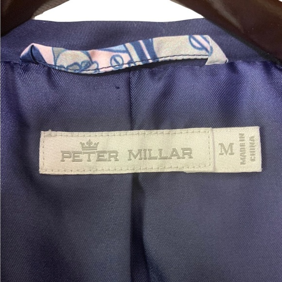 Peter Millar Navy Blue Zip Up Button Drawstring Travel Utility Jacket Size M - Picture 11 of 14